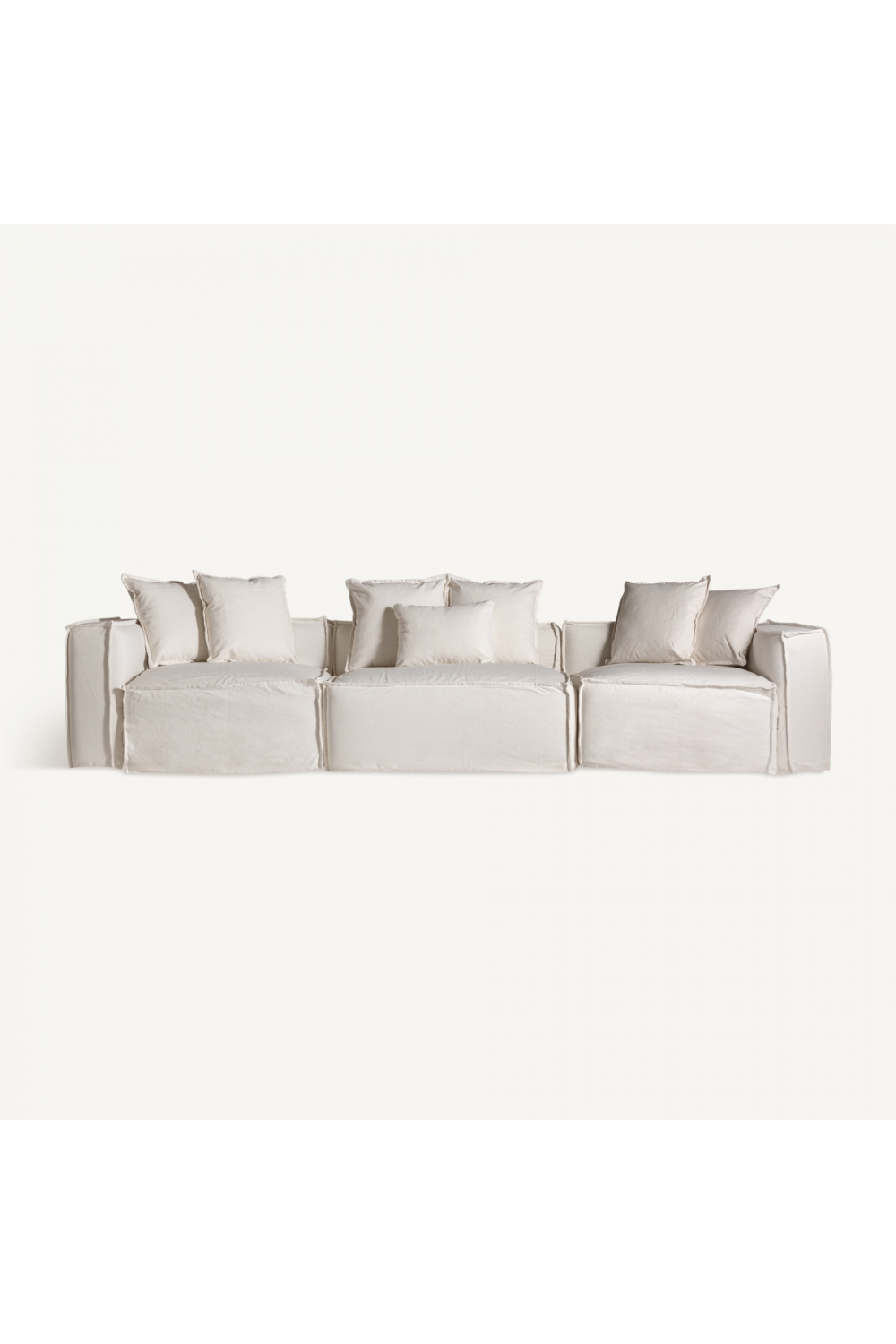 White Cotton Flanged Central Sofa | Oroa.com
