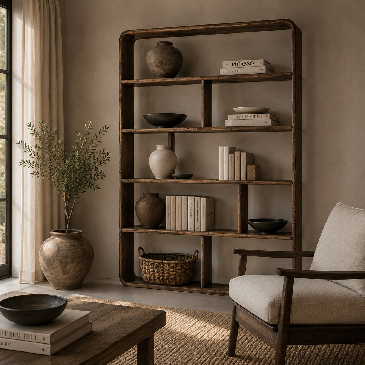 Modern European furniture - Natural Elm Wood Bookcase - www.oroa.com | Oroa.com