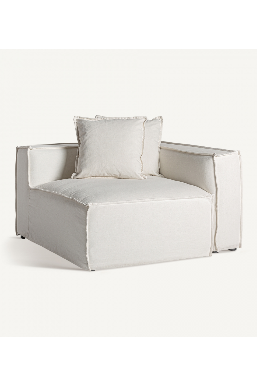 White Linen Right Corner Sofa | Oroa.com