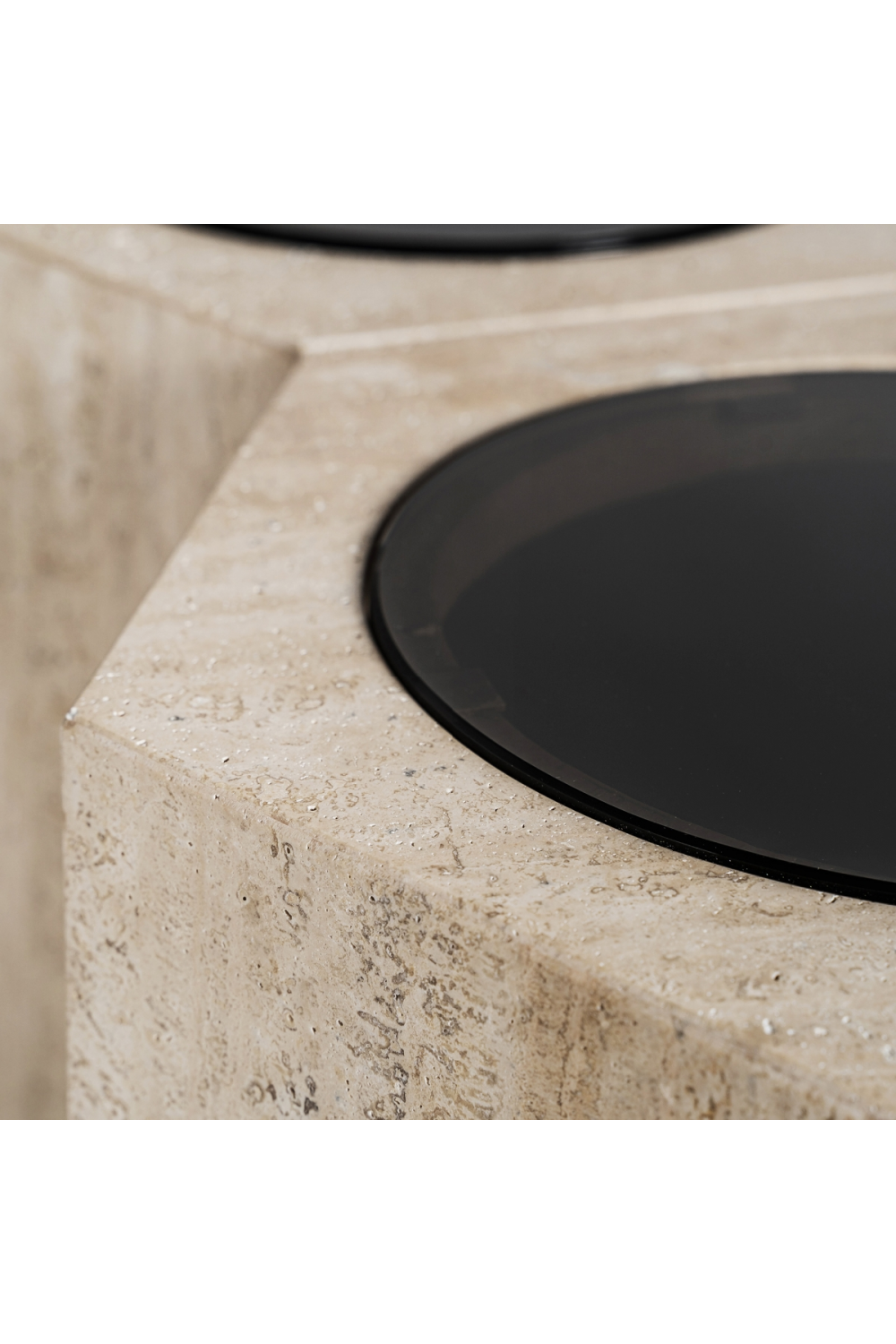 Triple Hexagon Travertine Side Table | Oroa.com