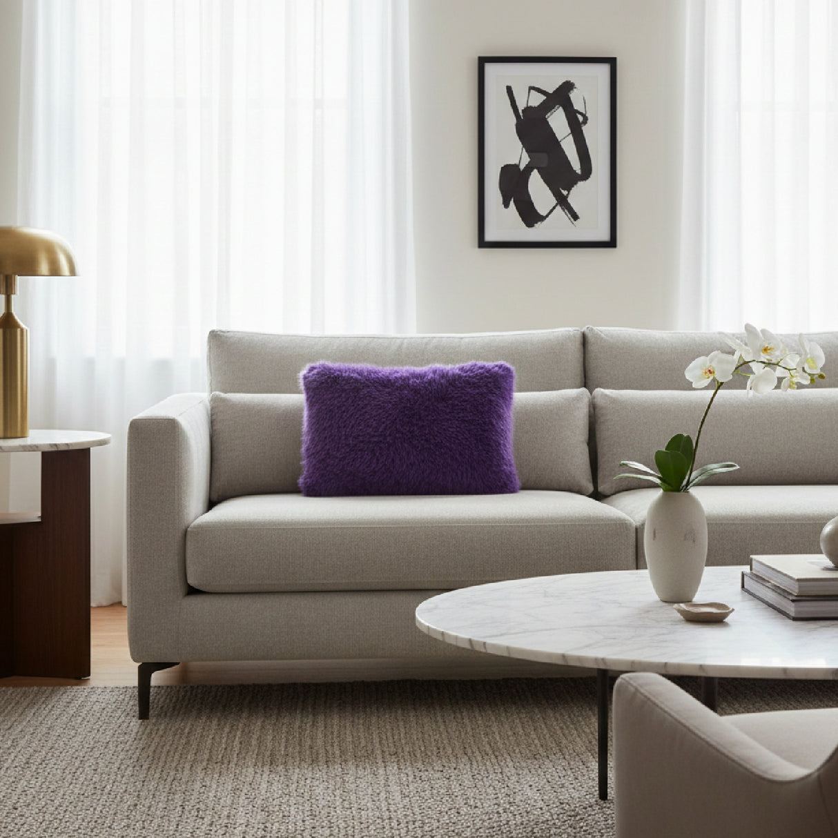 Purple Furry Cushion | Oroa.com