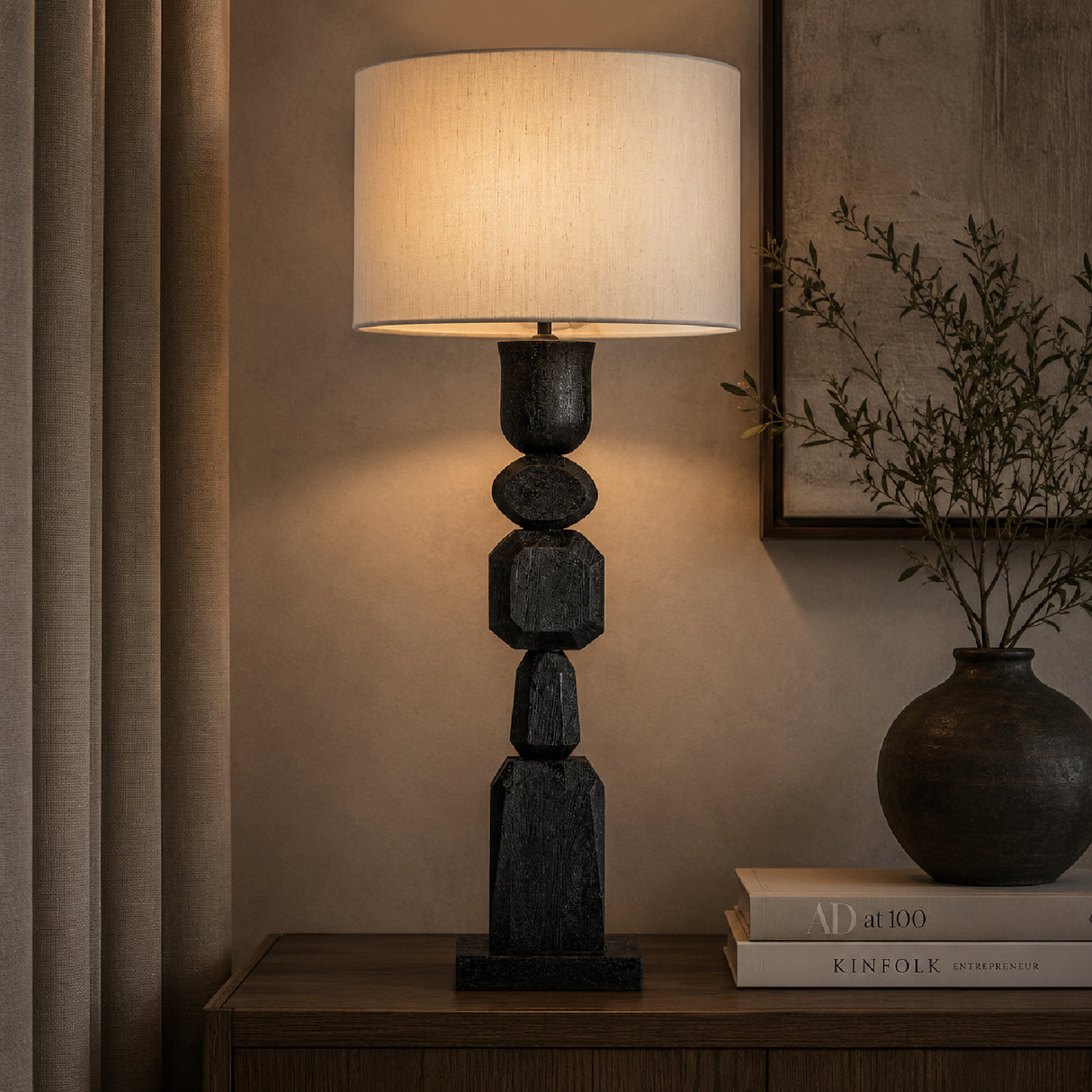 Modern European furniture - Black Mango Wood Table Lamp - www.oroa.com | Oroa.com