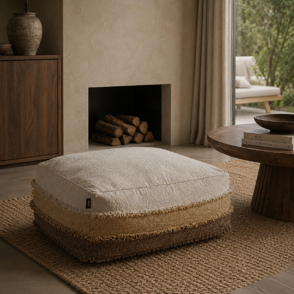 Modern European furniture - 3-Toned Beige Pouf - www.oroa.com | Oroa.com