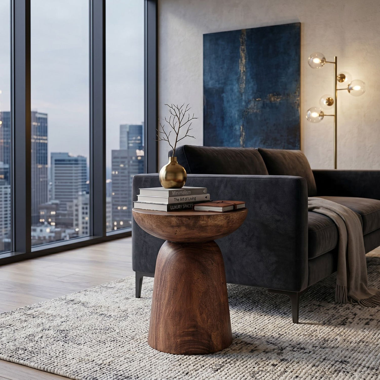Suar Wood Round Side Table | Oroa.com