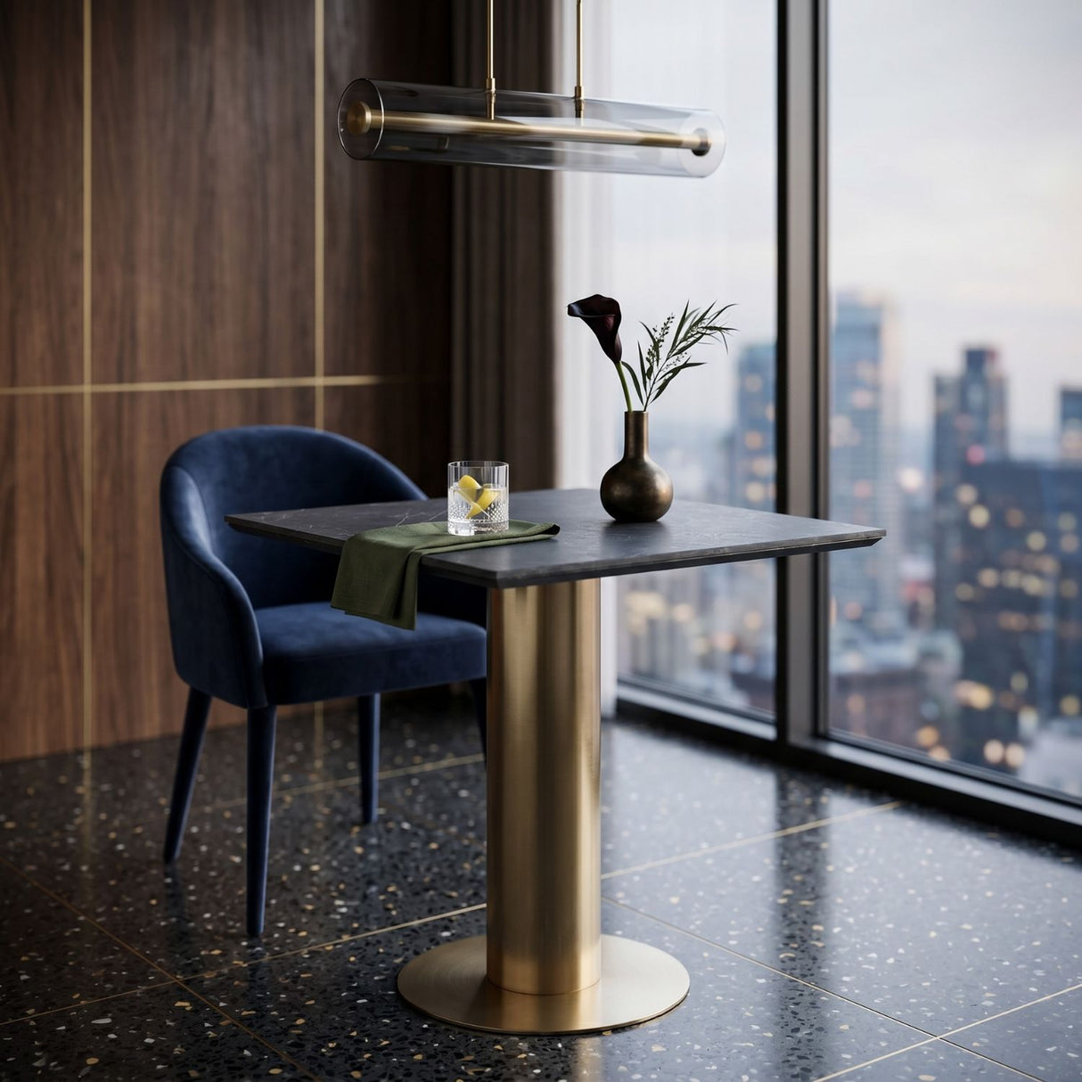 Black Porcelain Square Bar Table | Oroa.com