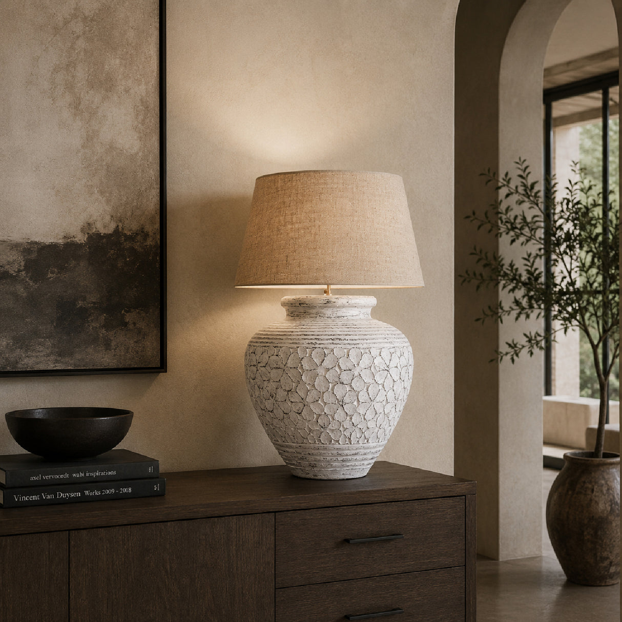 Modern European furniture - White Terracotta Table Lamp - www.oroa.com | Oroa.com