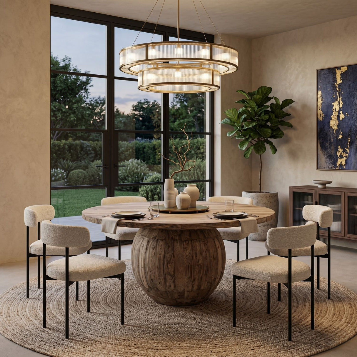Teak Round Base Dining Table | Oroa.com