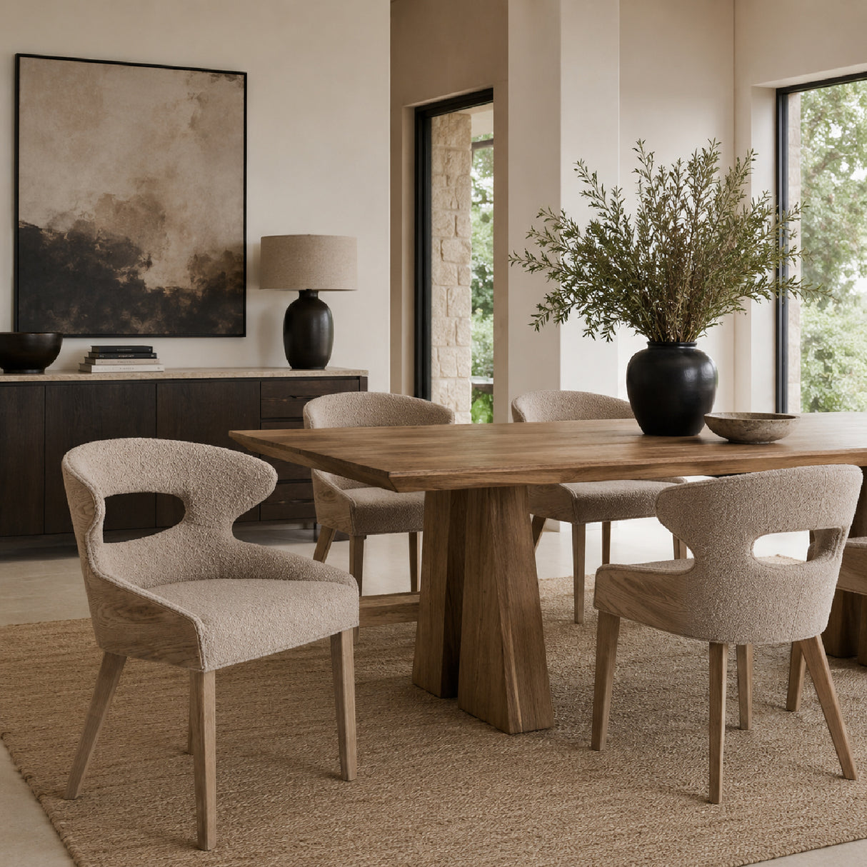 Modern European furniture - Beige Cutout Back Dining Chair - www.oroa.com | Oroa.com