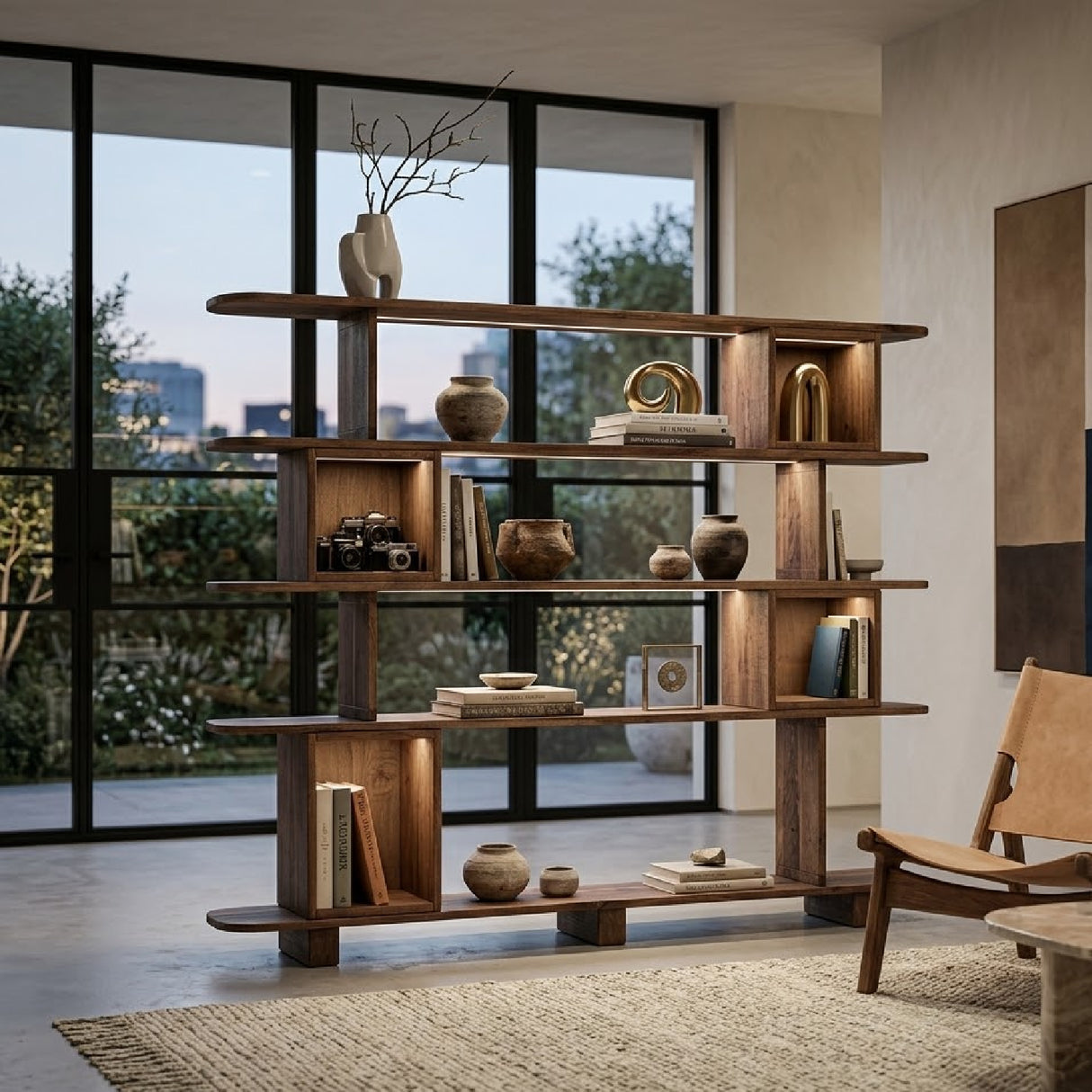 Modern European furniture - Oak Wood Staggered Bookcase - www.oroa.com | Oroa.com