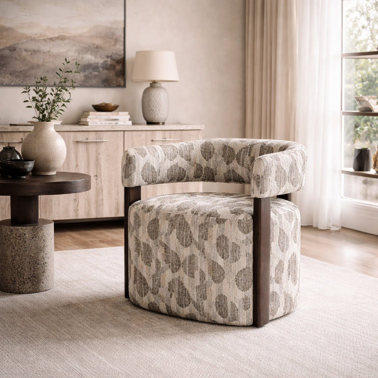 Modern European furniture - Gray Printed Accent Chair - www.oroa.com | Oroa.com