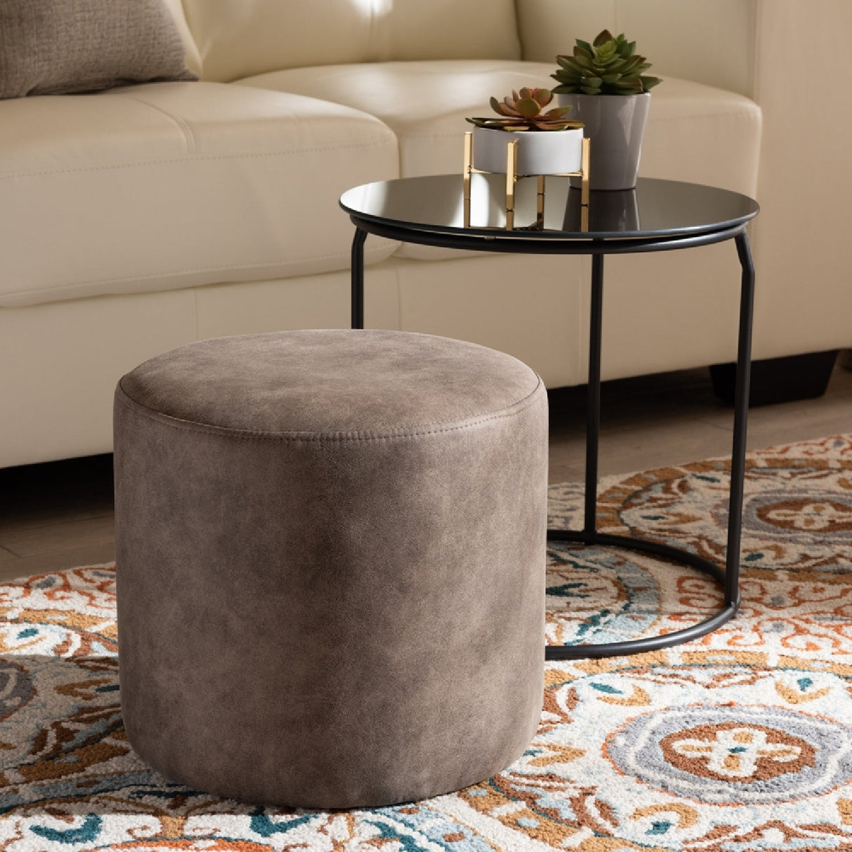 Modern European furniture - Black End Table Ottoman Set - www.oroa.com | Oroa.com