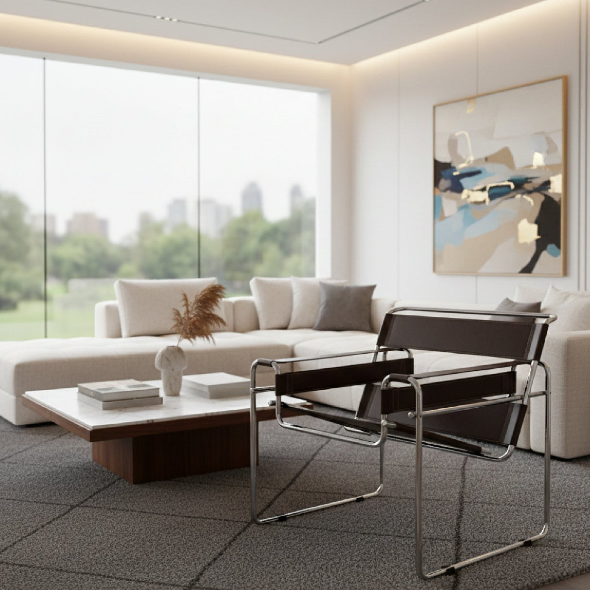 Modern European furniture - Chrome Framed Leather Inspired Accent Chair - www.oroa.com | Oroa.com