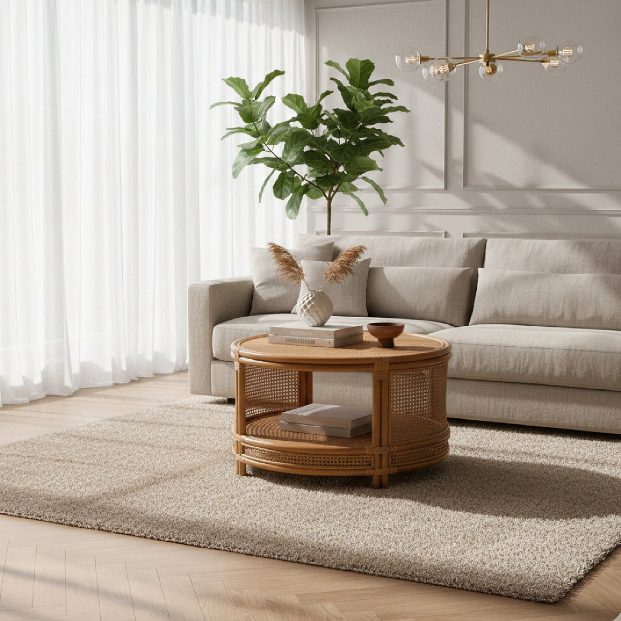 Round 2-Tier Rattan Coffee Table | Oroa.com