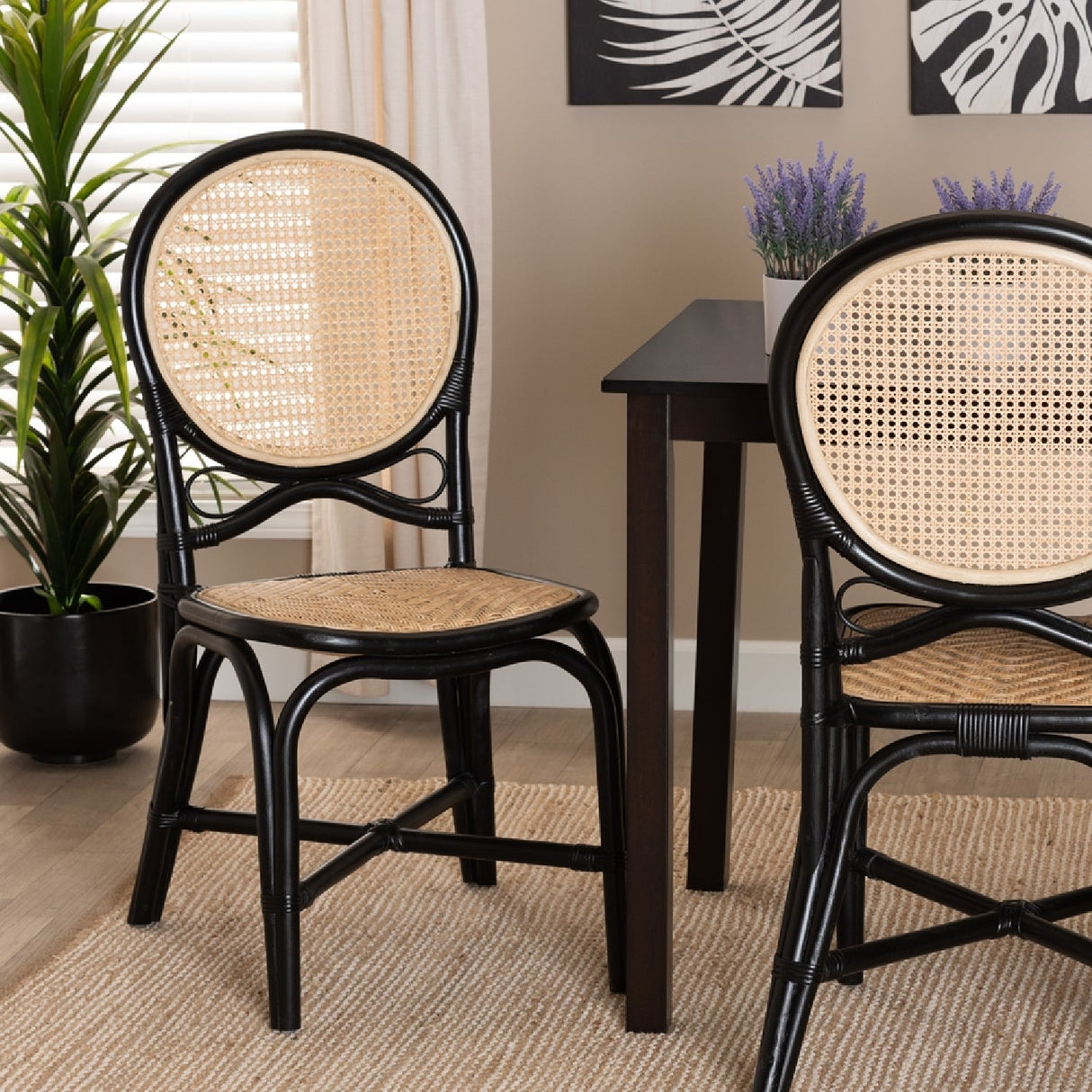 Contract furniture - Black Framed Rattan Dining Chair - www.oroatrade.com | Oroa.com