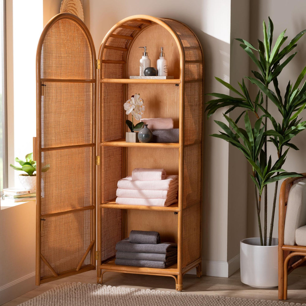 Modern European furniture - Arched Rattan Accent Cabinet - www.oroa.com | Oroa.com