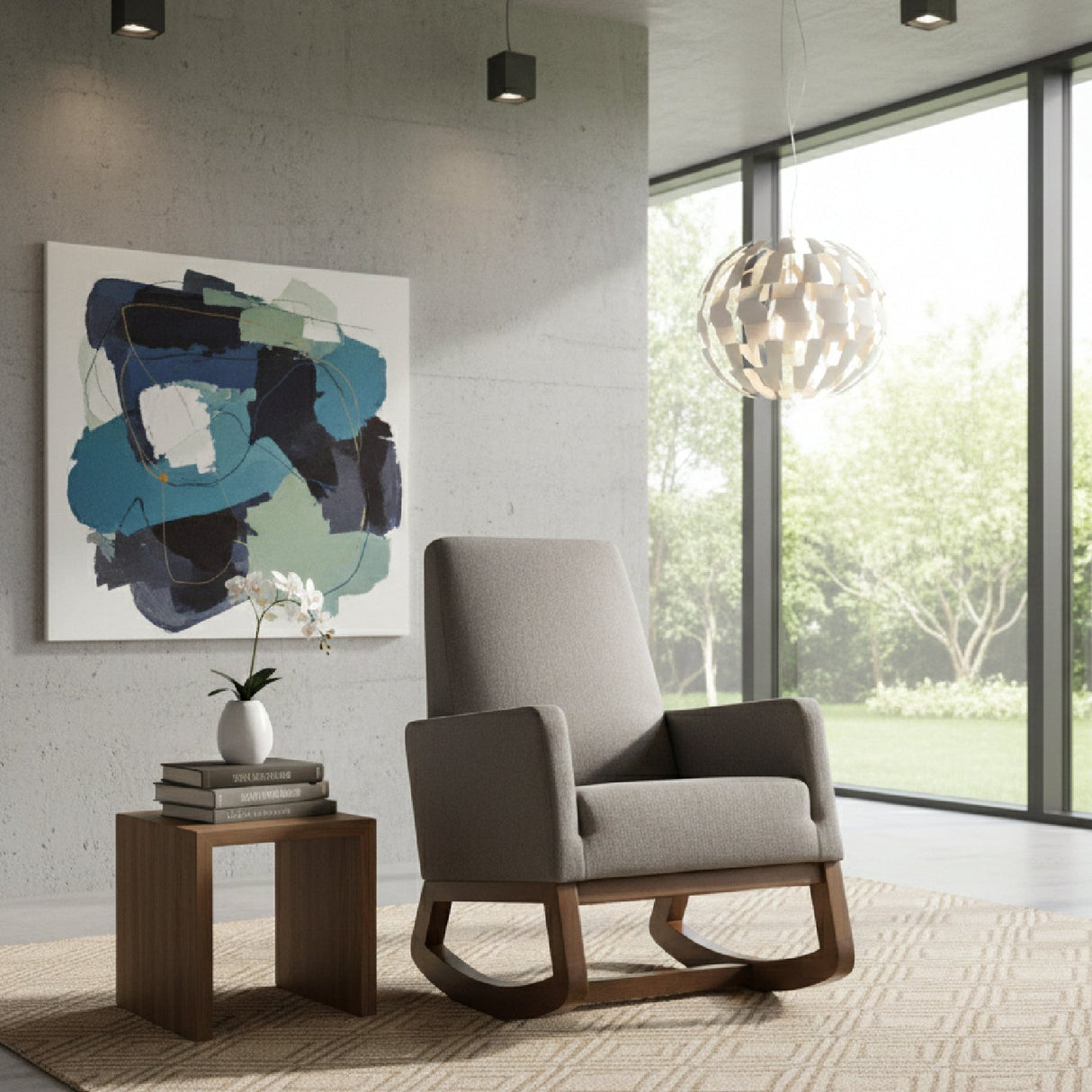 Modern European furniture - Fabric Upholstered Rocking Chair - www.oroa.com | Oroa.com
