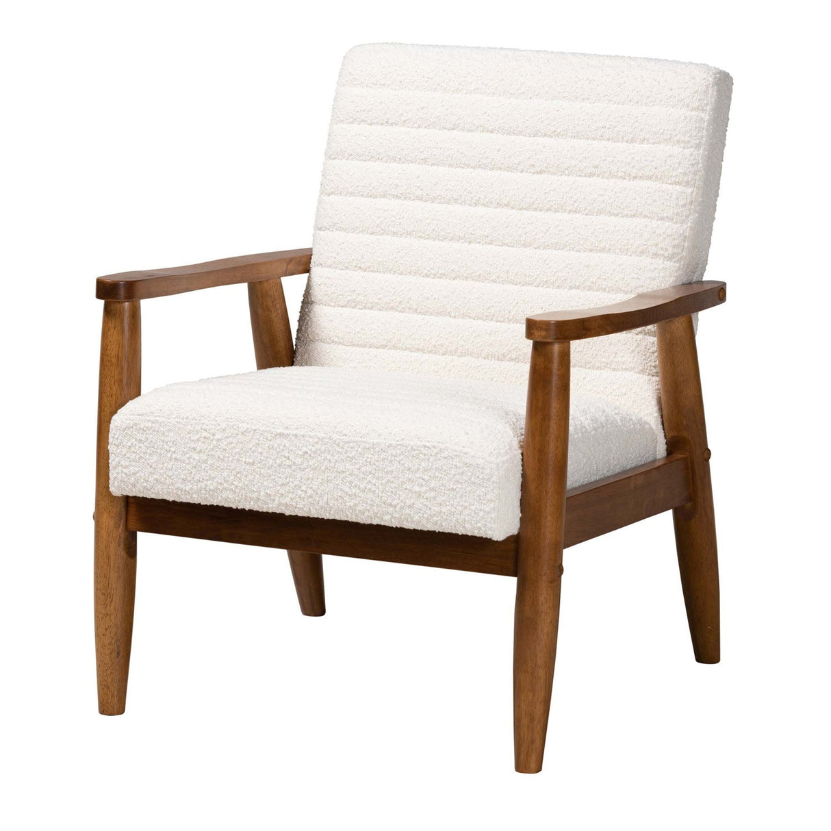Modern European furniture - Channeled Cream Boucle Lounge Chair - www.oroa.com | Oroa.com