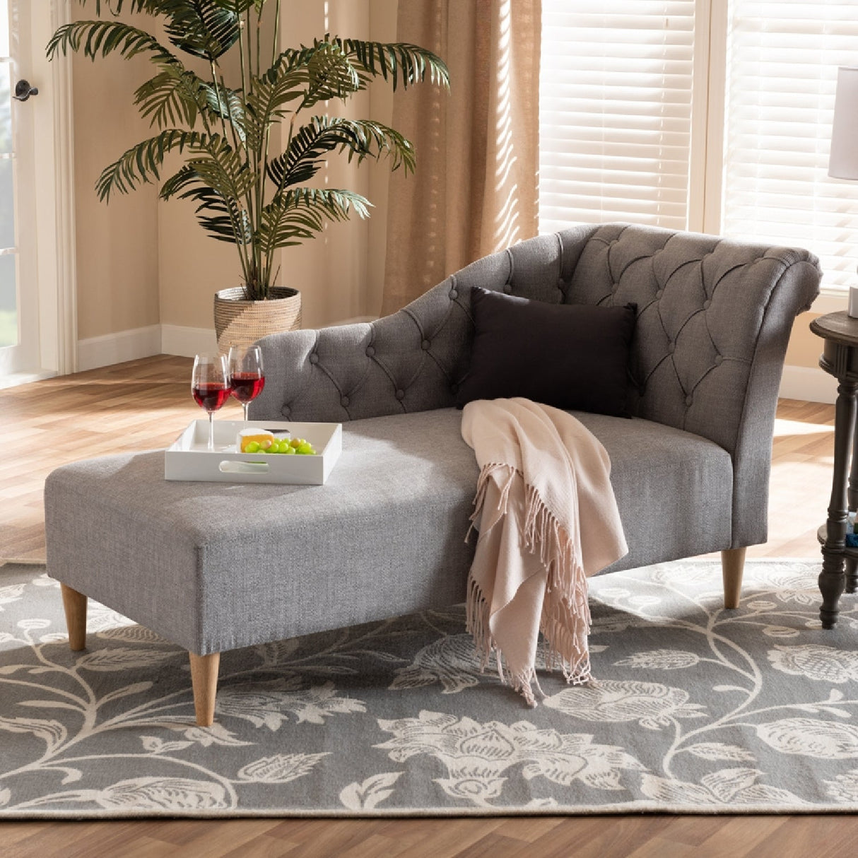 Modern European furniture - Scroll Back Tufted Chaise Lounge - www.oroa.com | Oroa.com