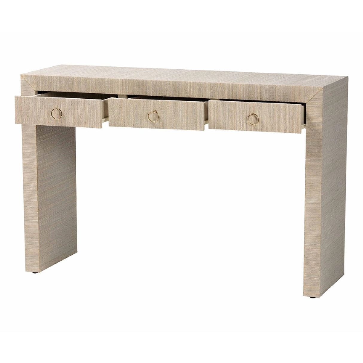 Modern European furniture - Natural Grasscloth 3 Drawer Console Table - www.oroa.com | Oroa.com