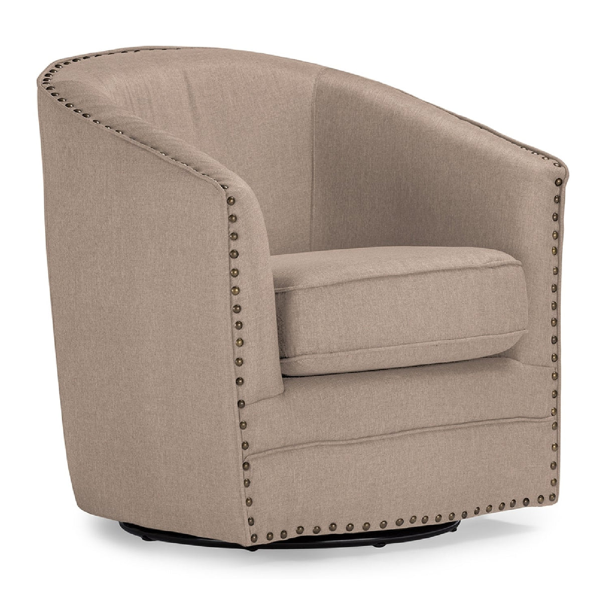 Modern European furniture - Beige Studded Swivel Tub Chair - www.oroa.com | Oroa.com
