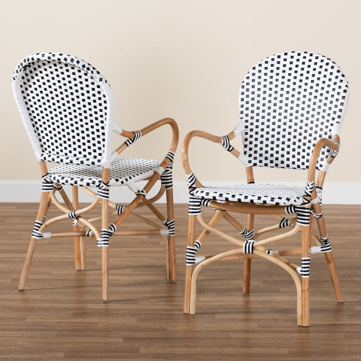 Contract furniture - Indoor Outdoor Two Toned Weaving Bistro Chairs 2 - www.oroatrade.com | Oroa.com