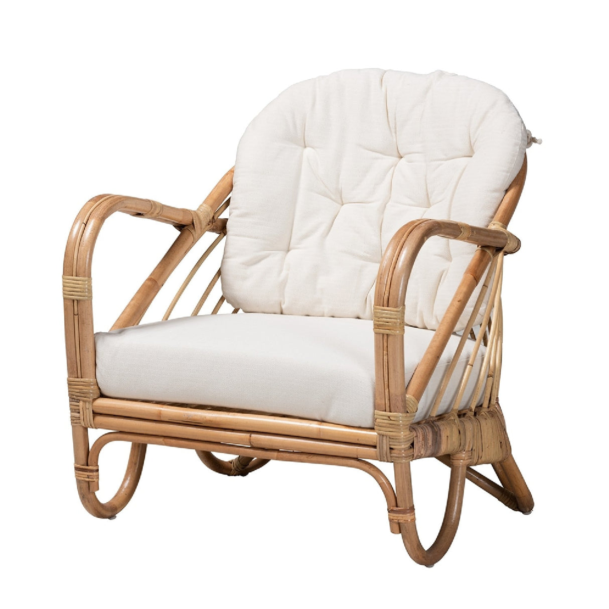 Modern European furniture - Natural Rattan Padded Lounge Chair - www.oroa.com | Oroa.com