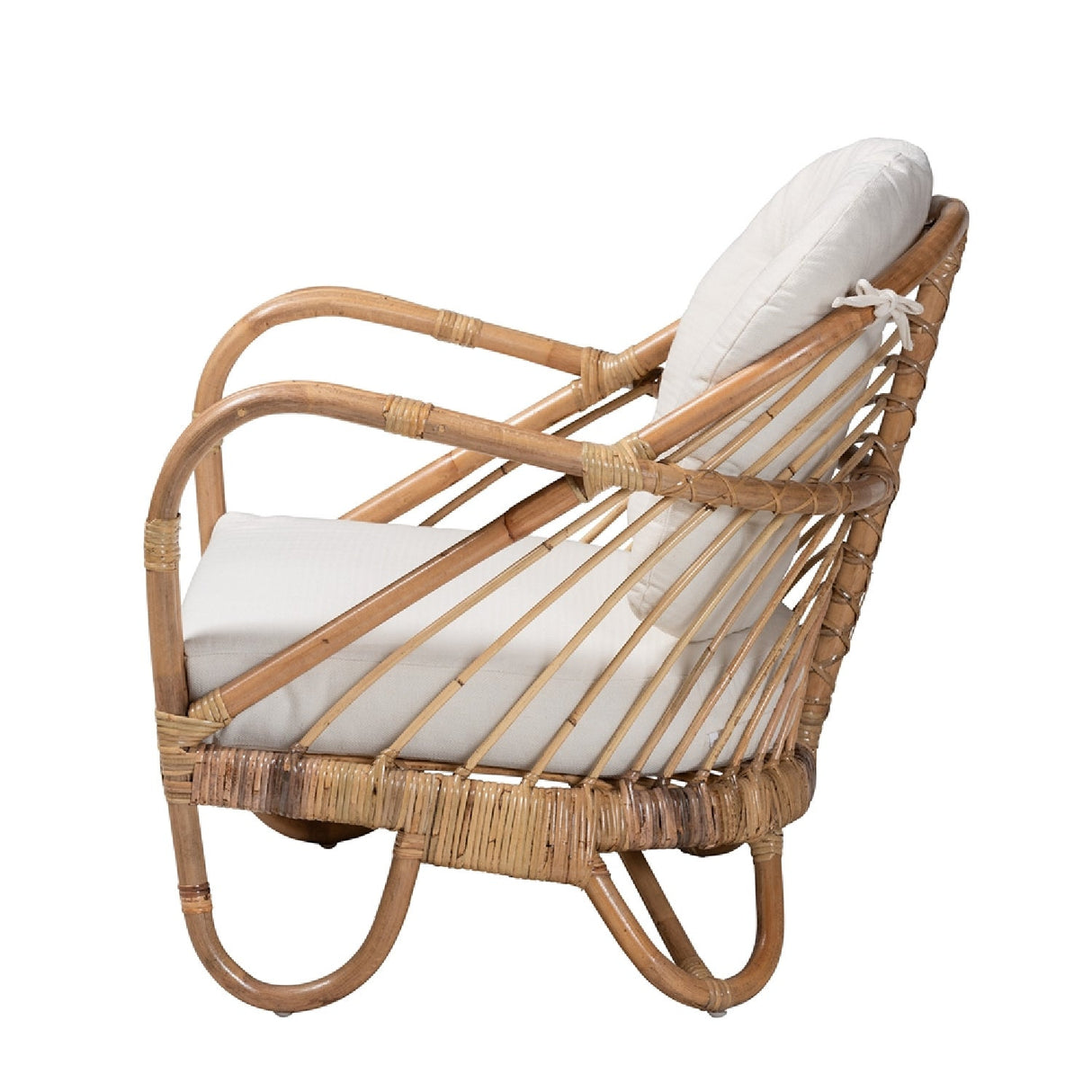 Modern European furniture - Natural Rattan Padded Lounge Chair - www.oroa.com | Oroa.com