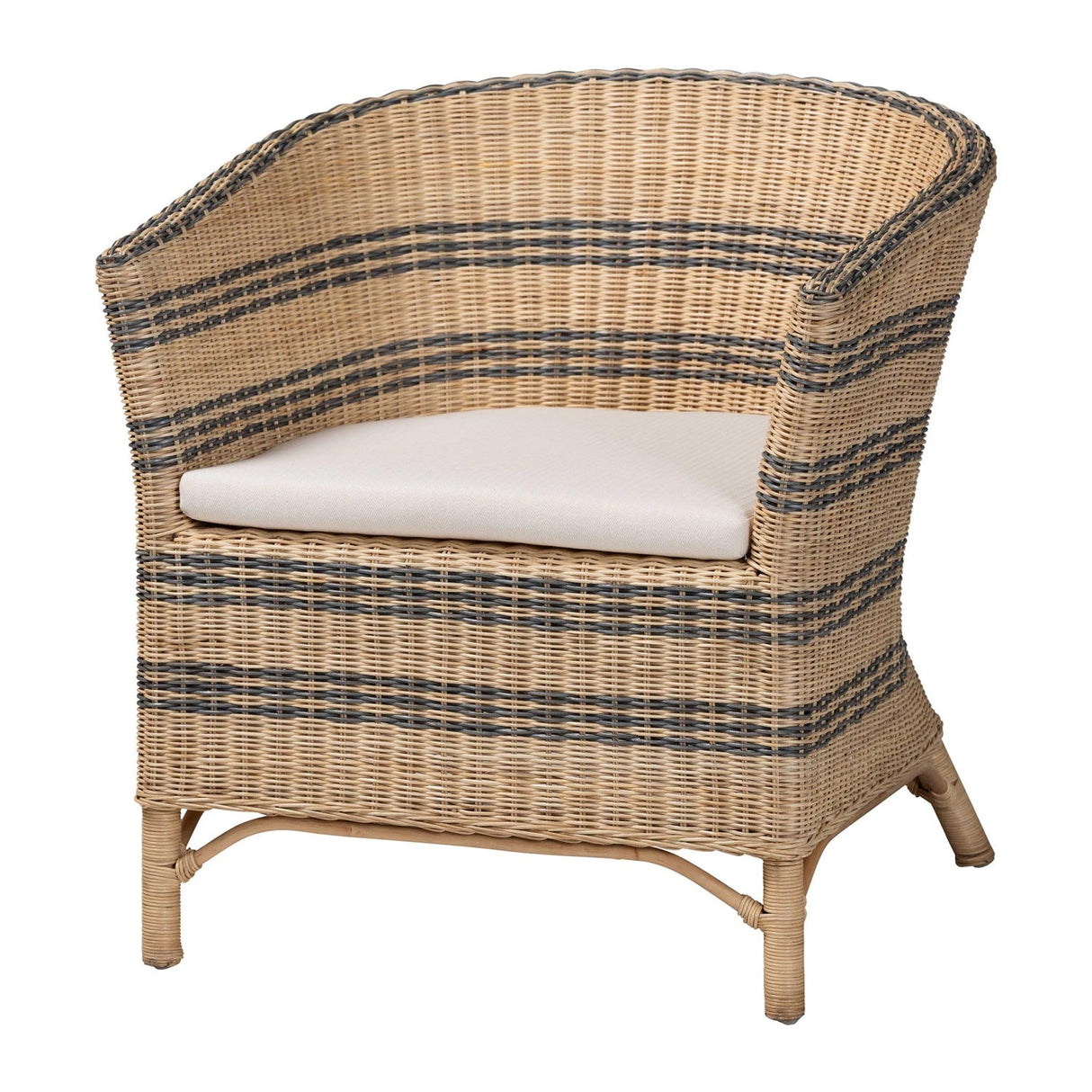 Modern European furniture - Striped Rattan Curved Accent Chair - www.oroa.com | Oroa.com