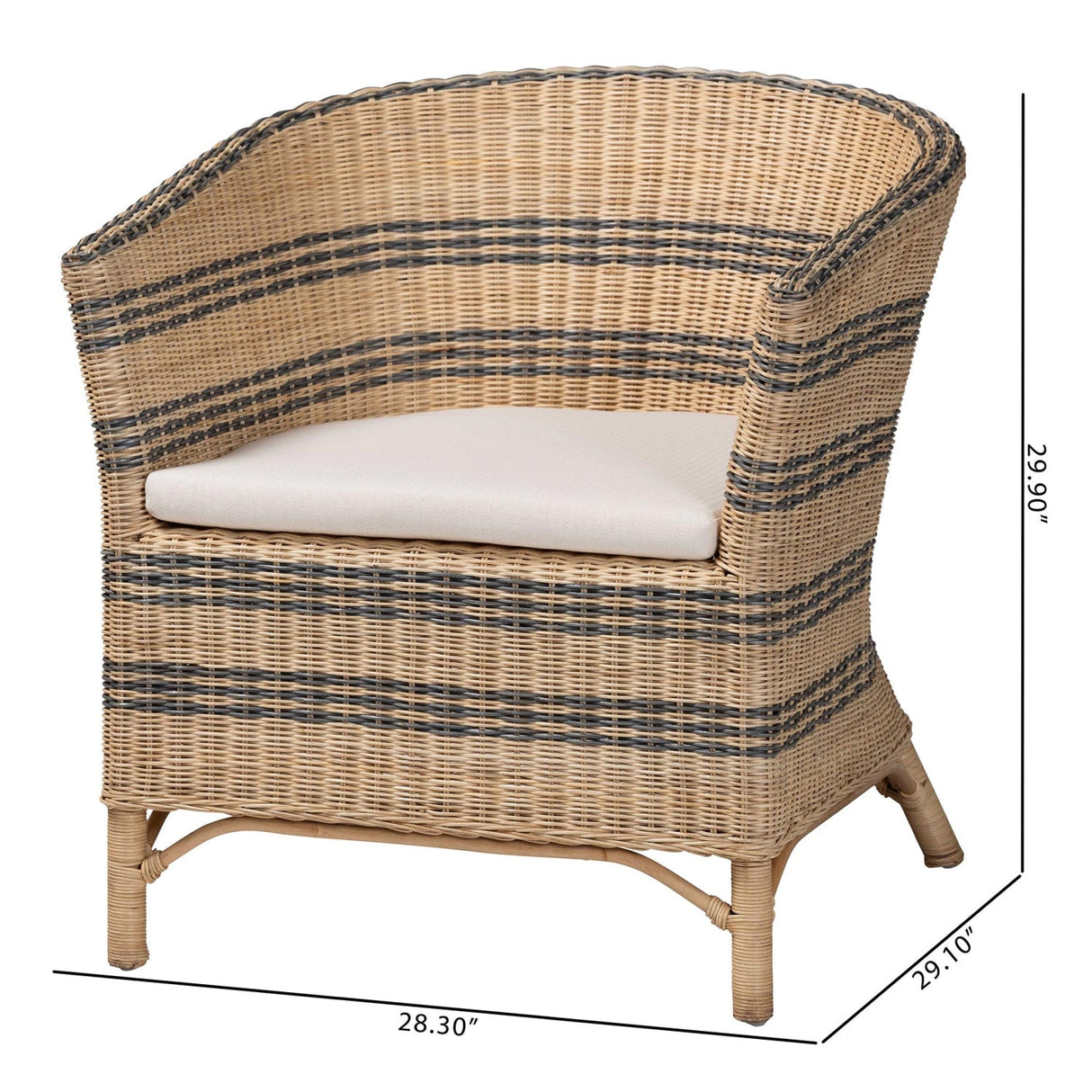 Modern European furniture - Striped Rattan Curved Accent Chair - www.oroa.com | Oroa.com