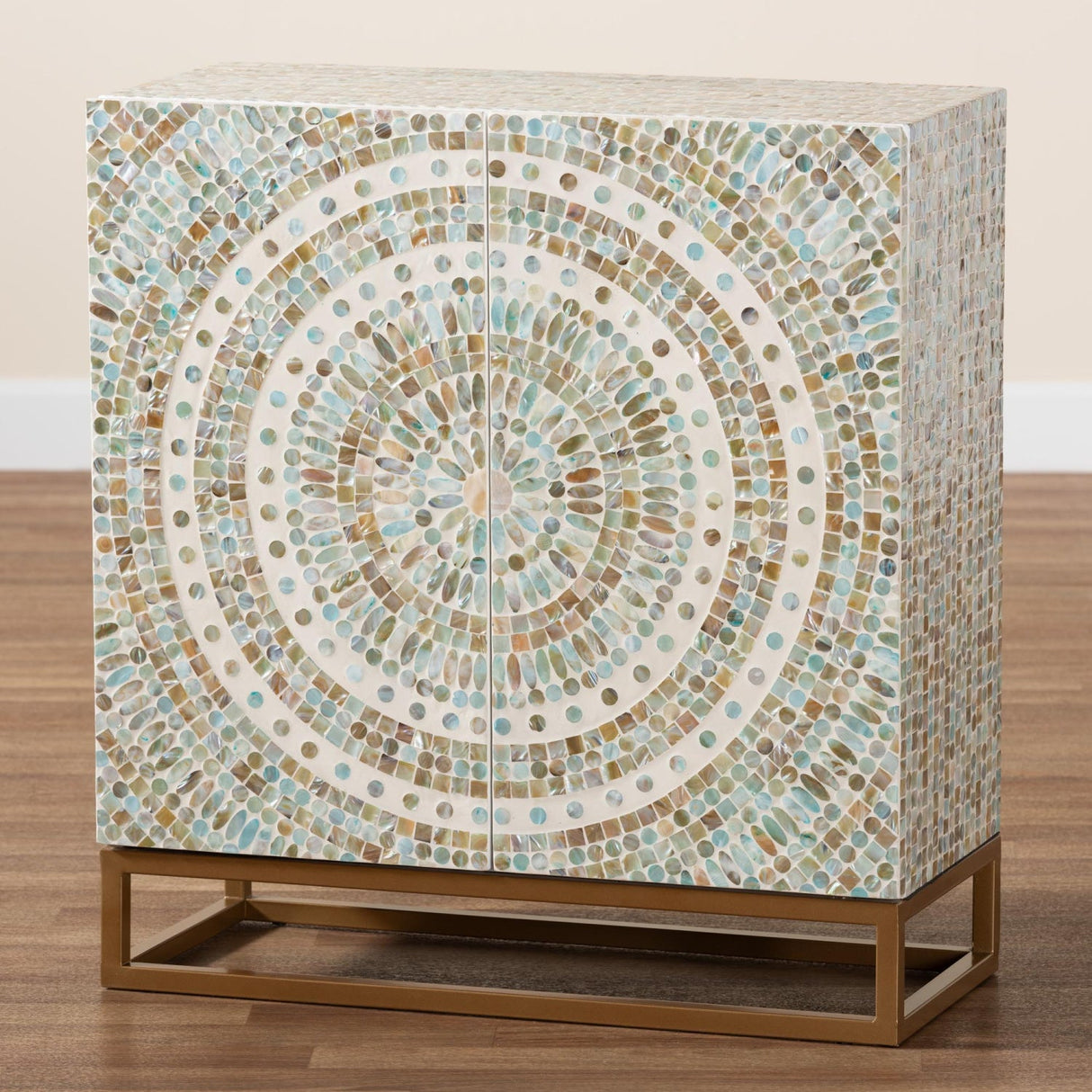 Modern European furniture - Multicolored Mother Of Pearl Cabinet - www.oroa.com | Oroa.com