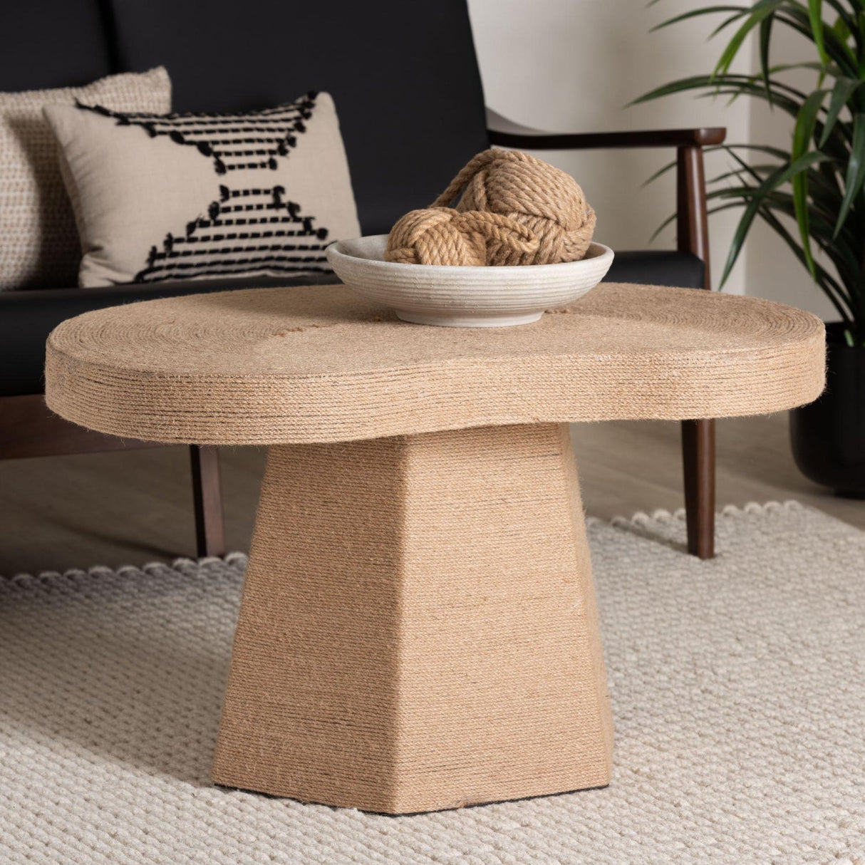 Modern European furniture - Organic Shaped Jute Coffee Table - www.oroa.com | Oroa.com