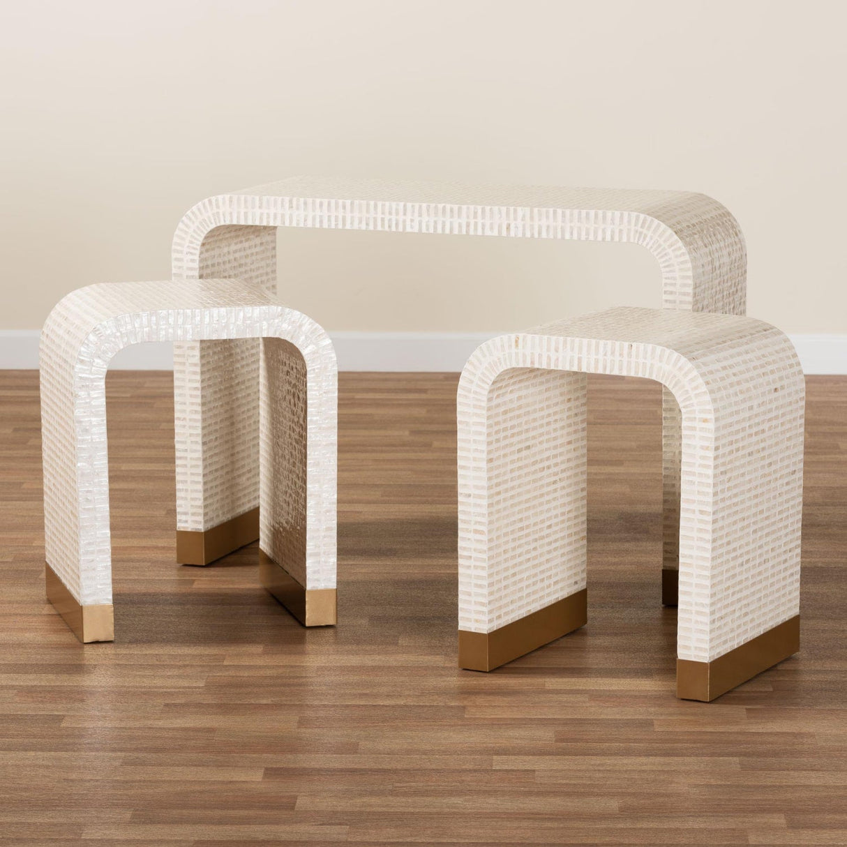 Modern European furniture - White Capiz Shell Accent Tables 3 - www.oroa.com | Oroa.com