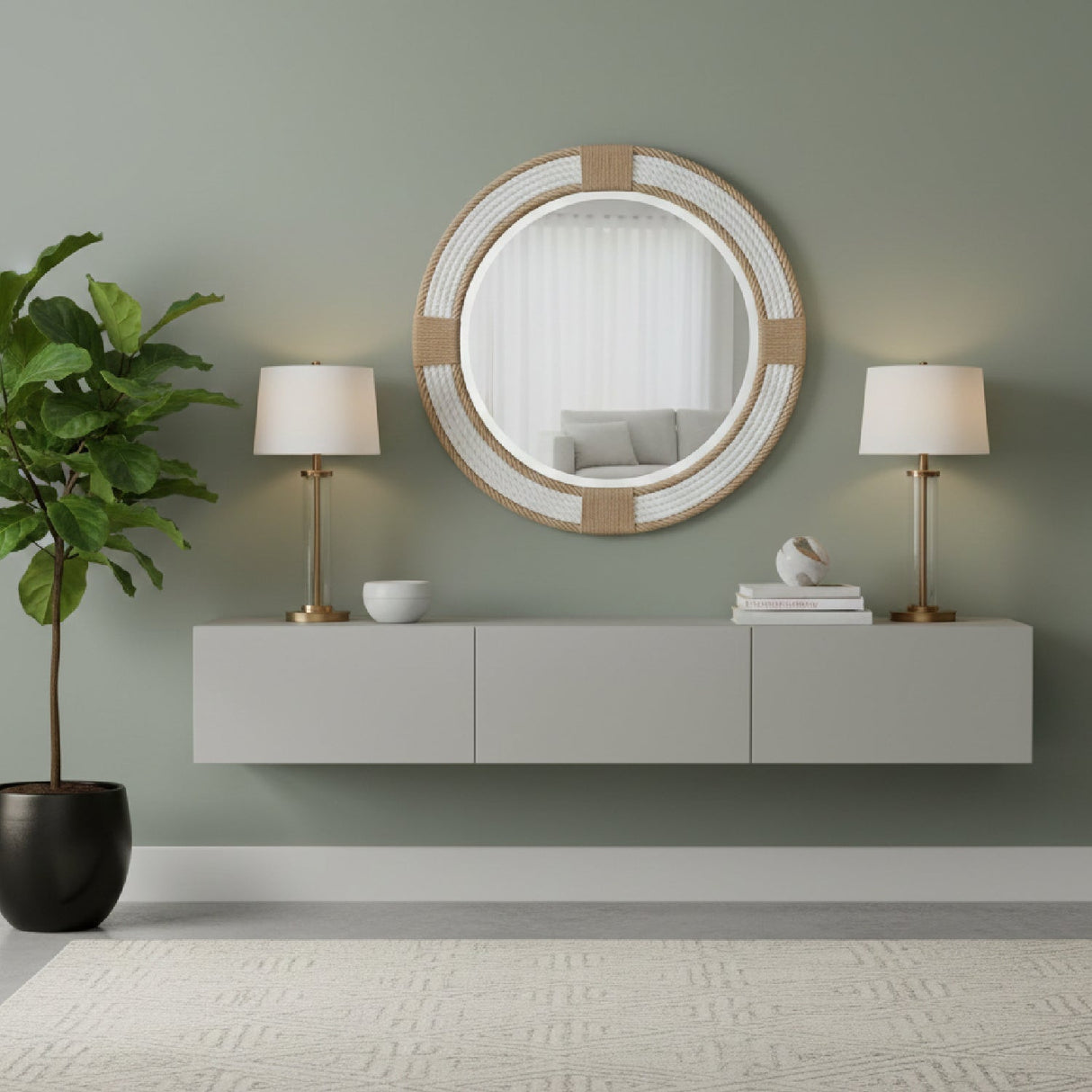 Modern European furniture - Round Woven Jute Mirror - www.oroa.com | Oroa.com