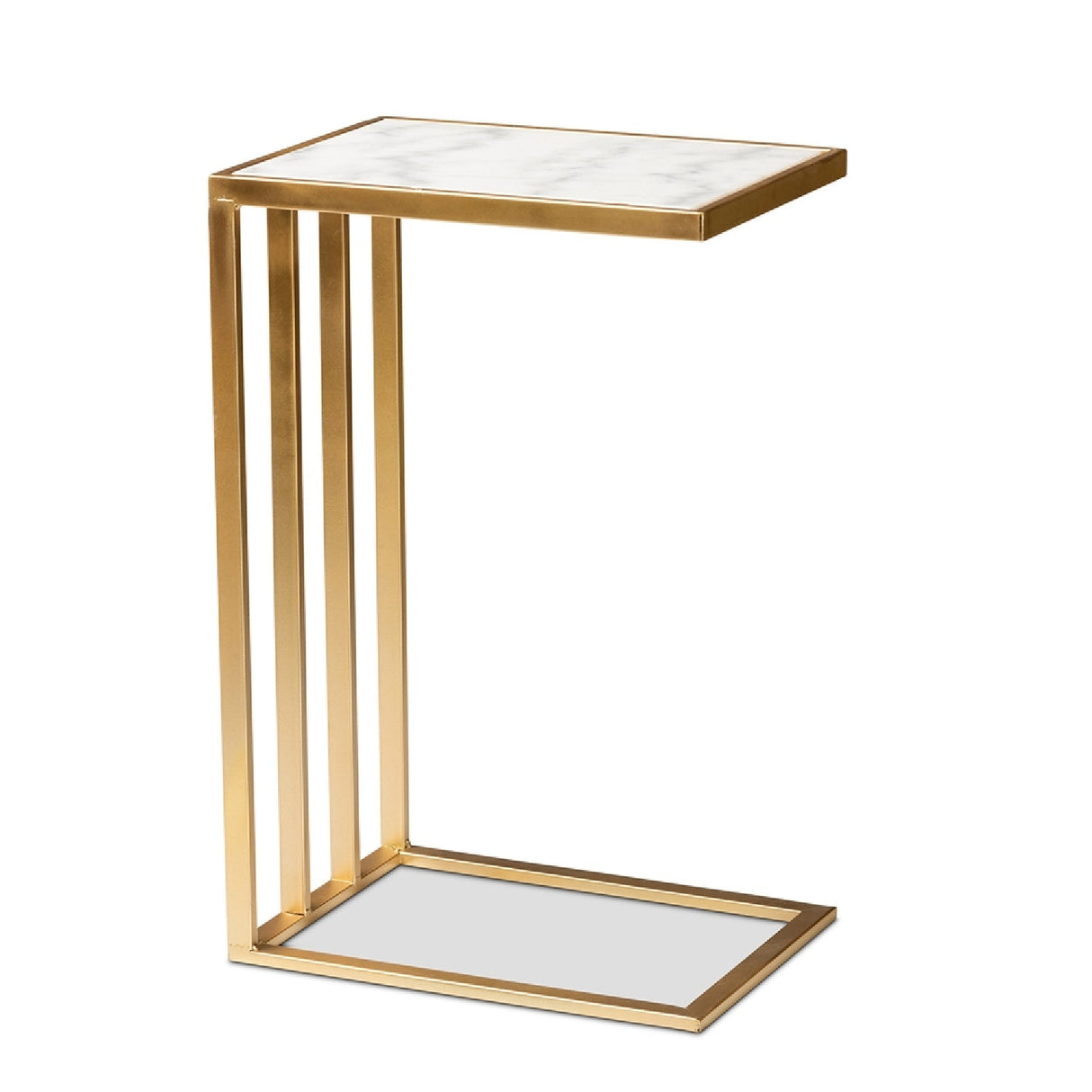 Modern European furniture - Gold C Shaped Marble End Table - www.oroa.com | Oroa.com