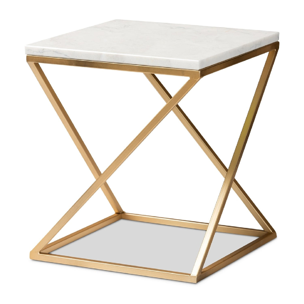 Modern European furniture - Gold Framed Marble End Table - www.oroa.com | Oroa.com