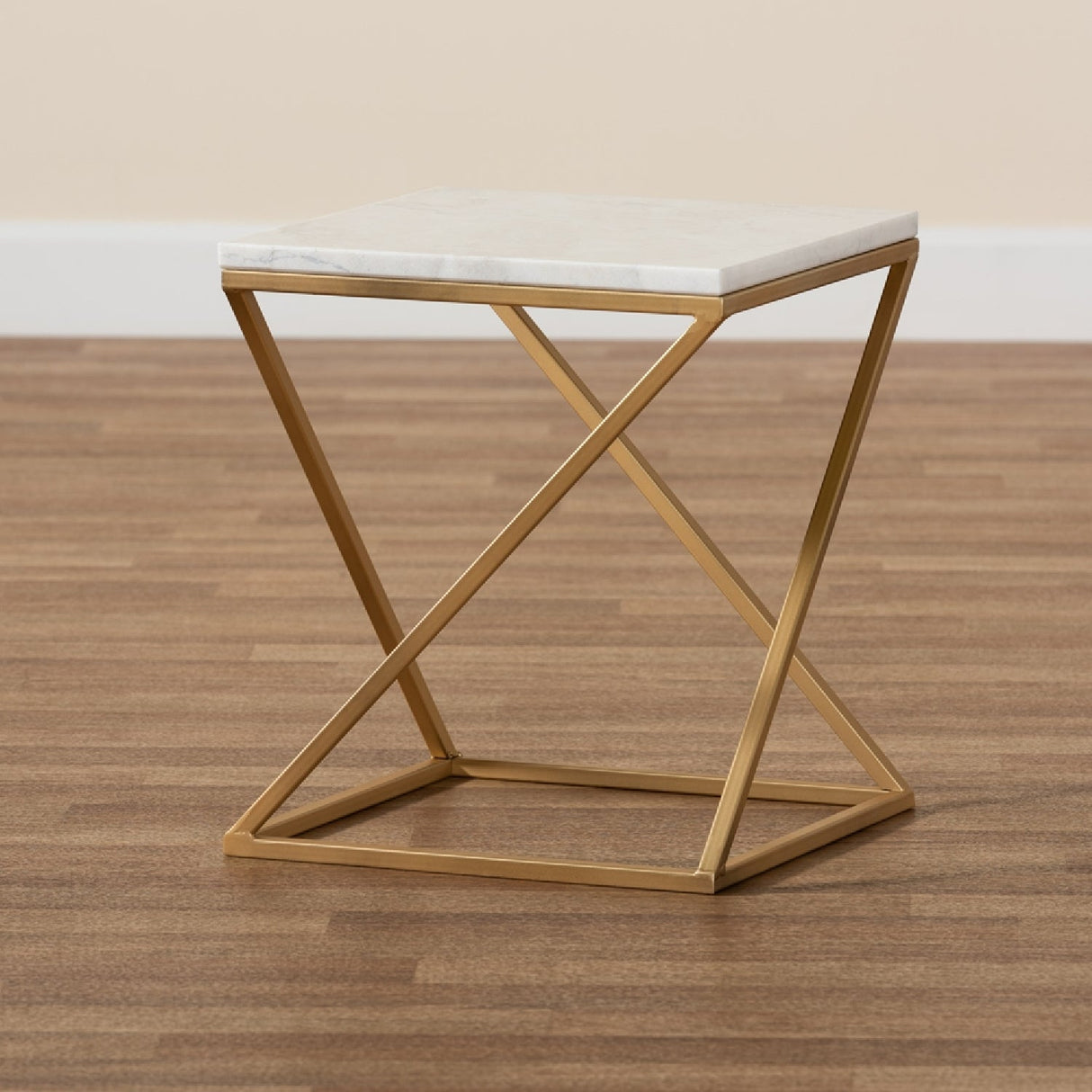 Modern European furniture - Gold Framed Marble End Table - www.oroa.com | Oroa.com