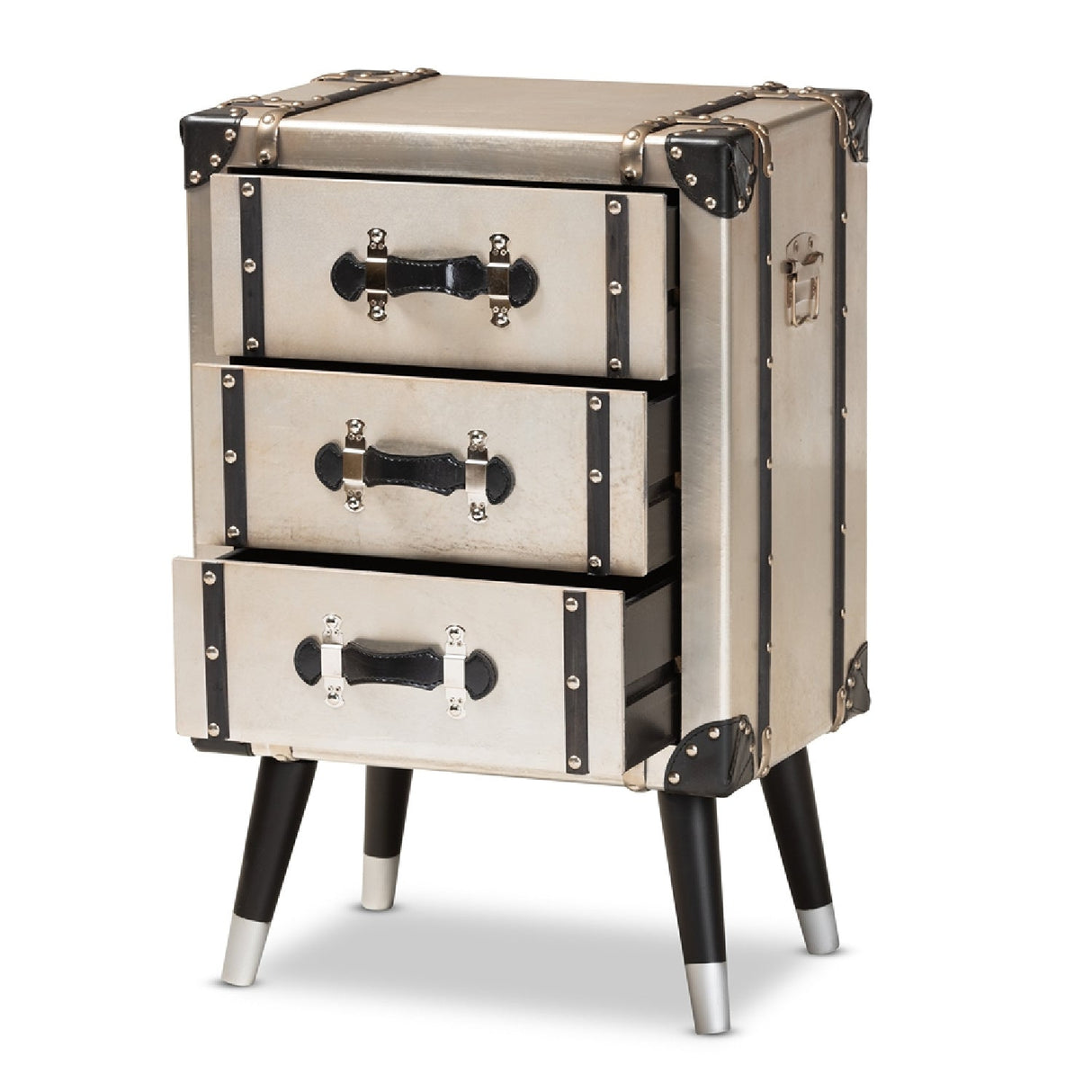 Modern European furniture - Silver Trunk Inspired Vintage End Table - www.oroa.com | Oroa.com