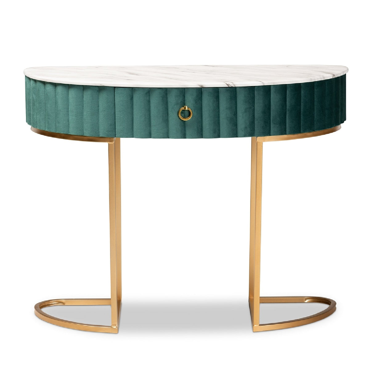 Modern European furniture - Green Velvet 1 Drawer Console Table - www.oroa.com | Oroa.com