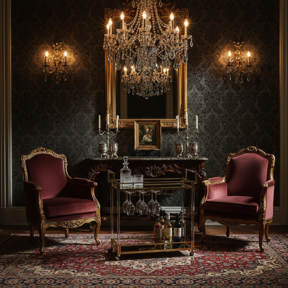 Modern European furniture - Gold & Glass Wine Cart - www.oroa.com | Oroa.com