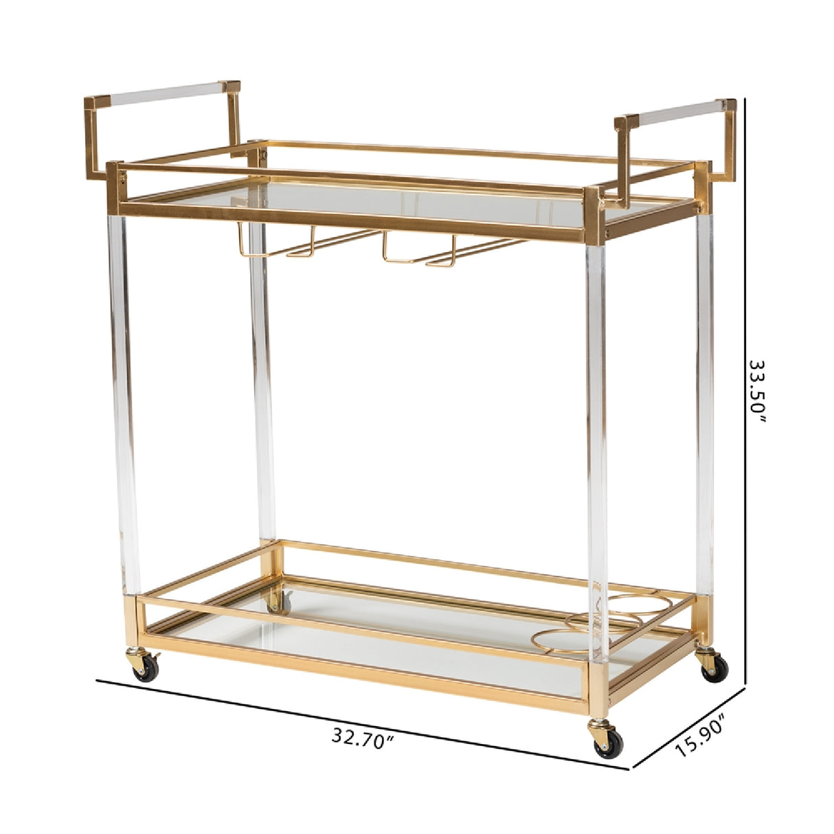Modern European furniture - Gold & Glass Wine Cart - www.oroa.com | Oroa.com