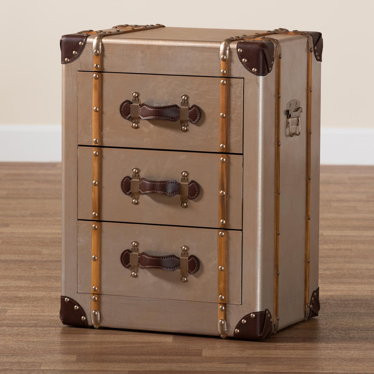 Modern European furniture - Vintage Bronze 3 Drawer Cabinet - www.oroa.com | Oroa.com