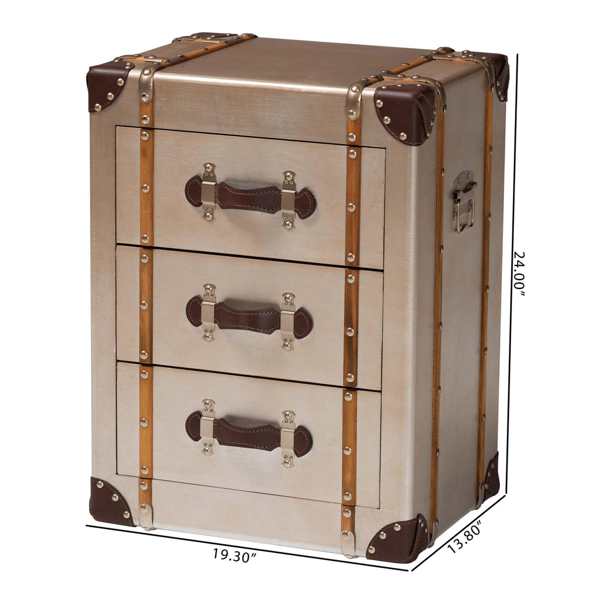 Modern European furniture - Vintage Bronze 3 Drawer Cabinet - www.oroa.com | Oroa.com