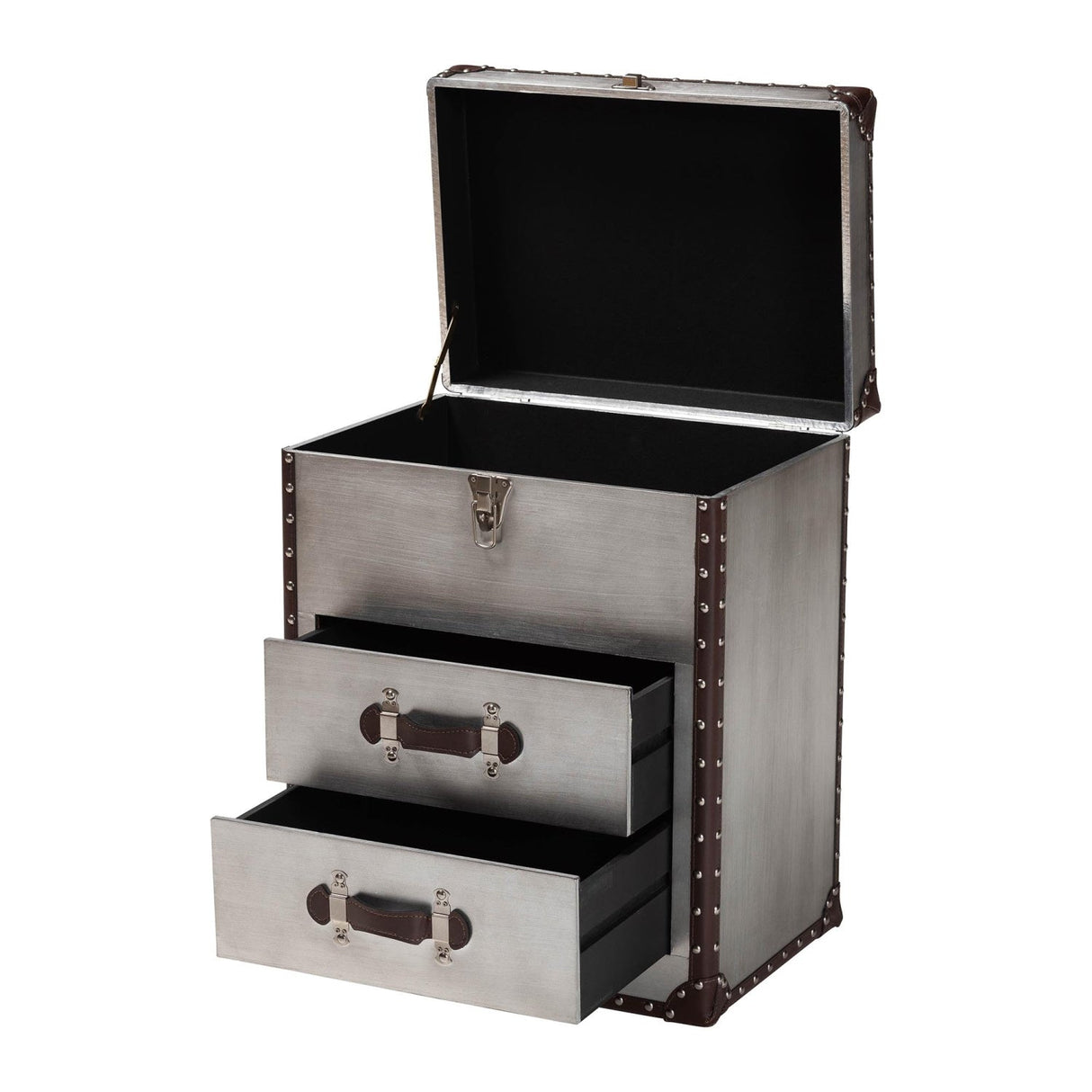 Modern European furniture - Vintage Silver 2 Drawer End Table - www.oroa.com | Oroa.com