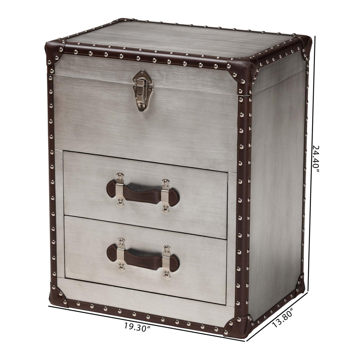 Modern European furniture - Vintage Silver 2 Drawer End Table - www.oroa.com | Oroa.com
