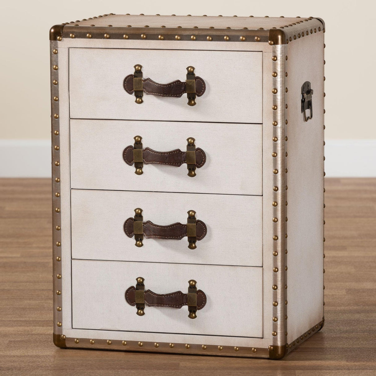 Modern European furniture - Vintage Metal 4 Drawer End Table - www.oroa.com | Oroa.com