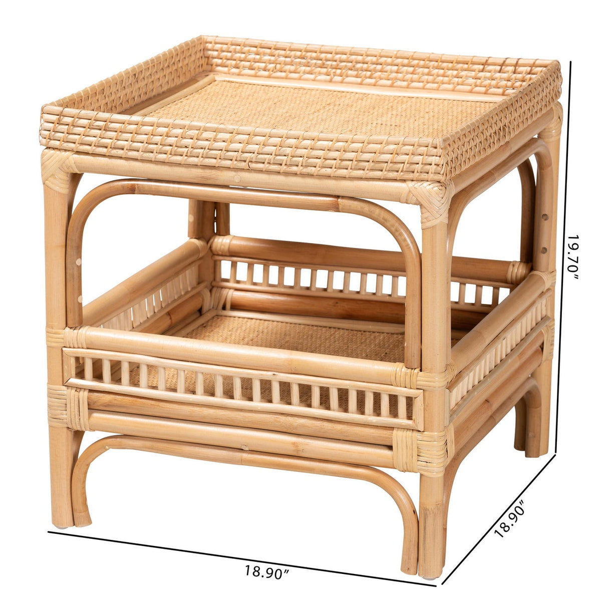 Modern European furniture - Rattan 2 Tier End Table - www.oroa.com | Oroa.com