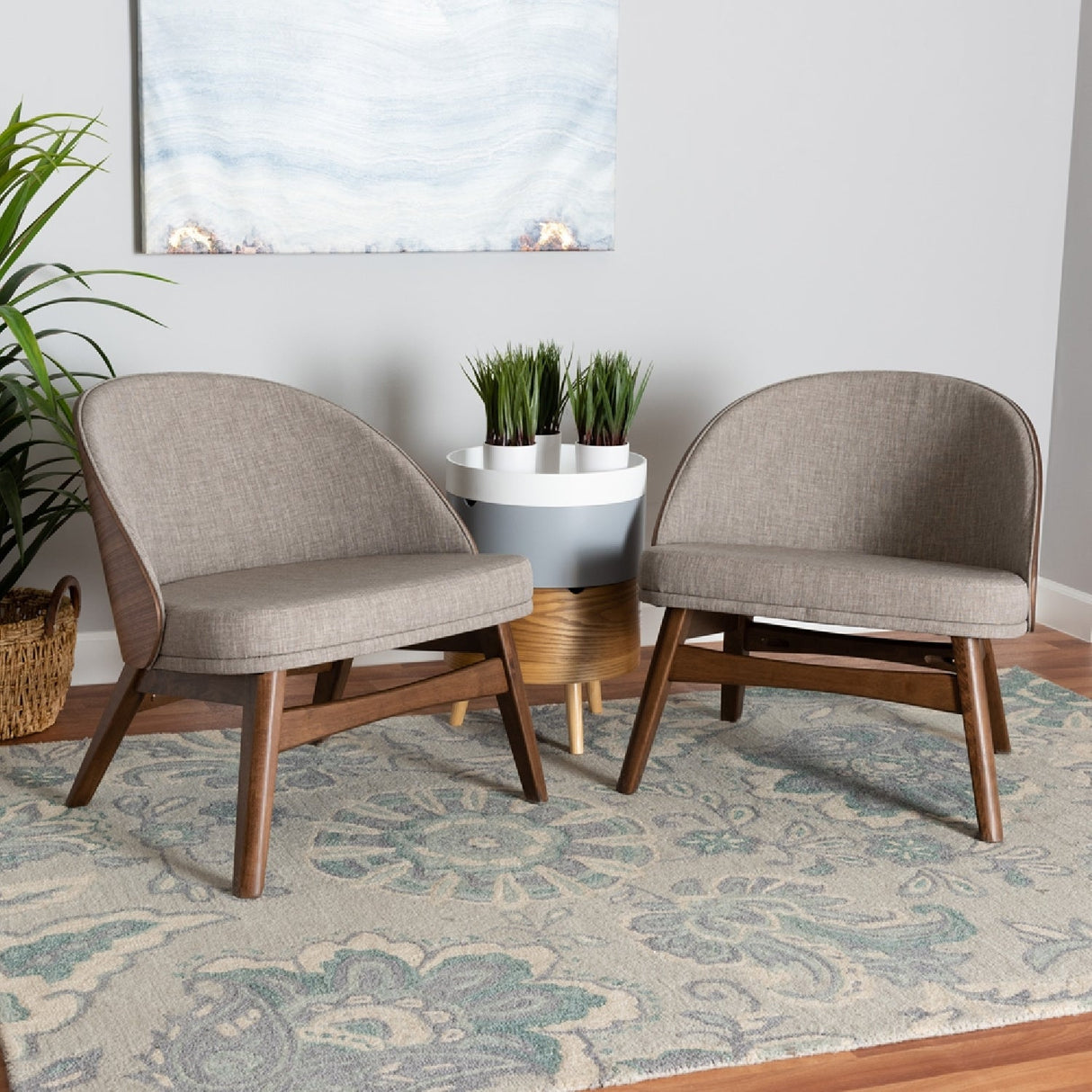 Modern European furniture - Walnut Framed Curved Accent Chairs 2 - www.oroa.com | Oroa.com