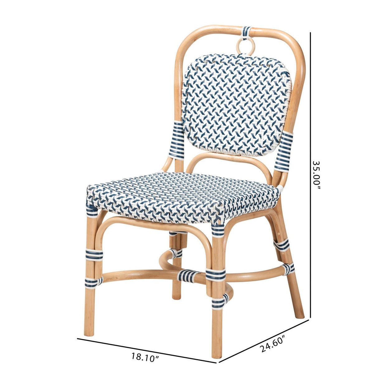 Contract furniture - Blue White Weaving Bistro Chair - www.oroatrade.com | Oroa.com