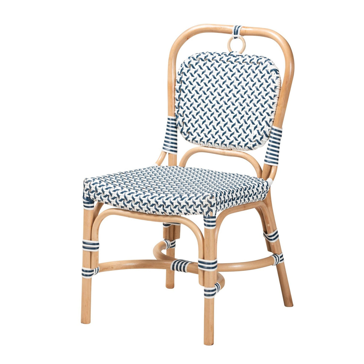 Contract furniture - Blue White Weaving Bistro Chair - www.oroatrade.com | Oroa.com