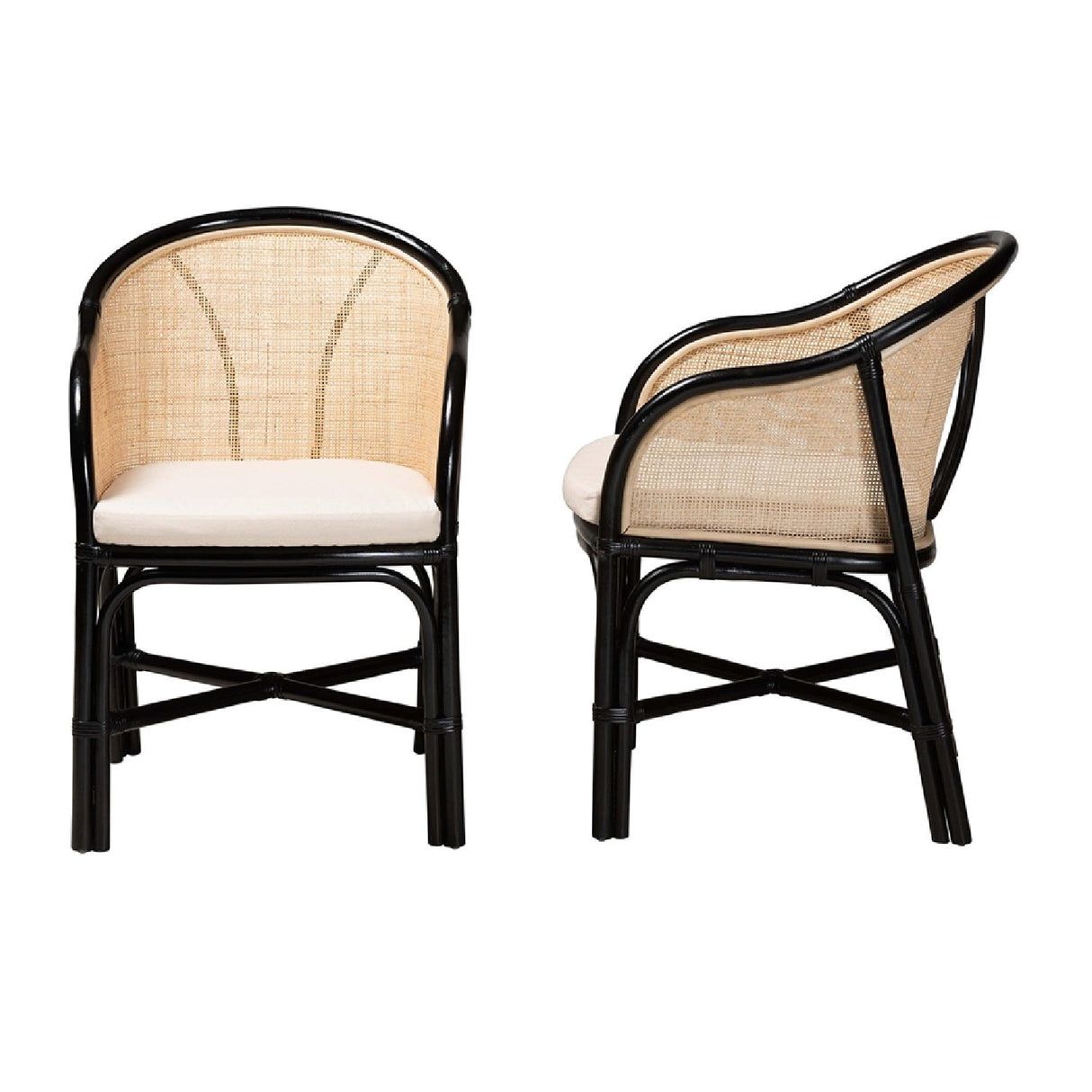 Modern European furniture - Black Framed Rattan Dining Chairs 2 - www.oroa.com | Oroa.com